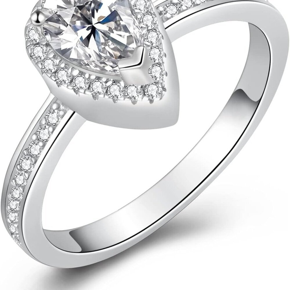 925 Sterling Silver Teardrop Urn Rings Hold Loved Ones Ashes, CZ Cremation Memor